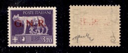 RSI - 1944 - Errore Di Colore - 3,70 Lire (484A-Verona) - Gomma Integra - Chiavarello + Cert. AG (1.000) - Sonstige & Ohne Zuordnung
