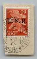 RSI - 1944 - 80 Cent (120a-Aerea-Verona) Con Soprastampa Capovolta Usato A Verona (Titolare) Su Frammento - Oliva (1.000 - Sonstige & Ohne Zuordnung