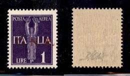 RSI - 1944 - Errore Di Colore - 1 Lira (121A-Aerea-Verona) - Gomma Integra - Oliva + Cert. AG (650) - Otros & Sin Clasificación