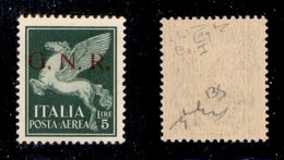 RSI - 1943 - 5 Lire (123/Iiab-Aerea-Brescia) - Punto Grosso Dopo R - Gomma Integra - Chiavarello + Raybaudi (2.000) - Sonstige & Ohne Zuordnung