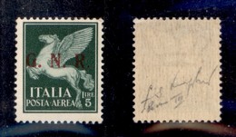 RSI - 1943 - 5 Lire (123/IIIag-Aerea-terzo Tipo Brescia) Con Punto Piccolo Dopo R - Gomma Integra - Fiecchi + Sirotti +  - Otros & Sin Clasificación