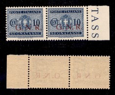 RSI - 1943 - Segnatasse - Coppia Bordo Foglio Del 10 Cent (48/I-Brescia) - Senza Punto Dopo N (48/I Ieaa) + Punto Grosso - Otros & Sin Clasificación