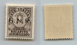 RSI - 1944 - Saggi - Recapito Autorizzato - 10 Cent (P1-Verona) - Soprastampa Nera - Gomma Integra - Cert. AG (1.000) - Sonstige & Ohne Zuordnung