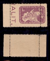 SERVIZI PRIVATI AUTORIZZATI - CORALIT - 1945 - 56 Lire Ciclista (10ab) Bordo Foglio Con Parte Del Vicino A Destra - Dent - Otros & Sin Clasificación