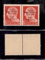 EMISSIONI LOCALI - BASE ATLANTICA - 1943 - 20 Cent (8g) Con L Diversa In Coppia Col Normale (8) - Gomma Integra - Sonstige & Ohne Zuordnung
