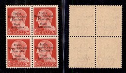 EMISSIONI LOCALI - BASE ATLANTICA - 1943 - 20 Cent (8) In Quartina - L Diversa (8g) In Basso A Destra - Gomma Integra (7 - Sonstige & Ohne Zuordnung