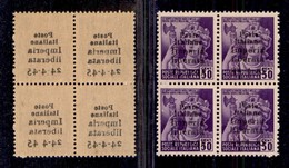 EMISSIONI C.L.N. - IMPERIA - 1945 - 50 Cent (6e) - Quartina Con Decalco - Un Pezzo Senza Trattino Dopo 4 (6dc) - Gomma I - Other & Unclassified