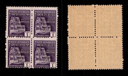 EMISSIONI C.L.N. - IMPERIA - 1945 - 1 Lira (8a) In Quartina Con Soprastampe Capovolte - Gomma Integra (800+) - Sonstige & Ohne Zuordnung