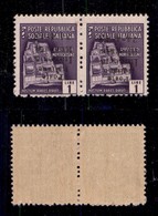 EMISSIONI C.L.N. - IMPERIA - 1945 - 1 Lira (8a) - Coppia Con Soprastampe Capovolte - Senza Trattino Dopo 24 A Sinistra - - Other & Unclassified