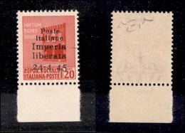 EMISSIONI C.L.N. - IMPERIA - 1945 - Non Emesso - 20 Cent (22d) Bordo Foglio - Senza Trattino Tra 4 E 45 - Gomma Integra  - Other & Unclassified