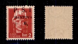 EMISSIONI C.L.N. - MANTOVA - 1945 - 2 Lire + 6 (8e Varietà Yd) Con Soprastampa In Alto A Destra E Punto Invisibile Dopo  - Autres & Non Classés