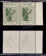 EMISSIONI C.L.N. - VALLE BORMIDA - 1945 - 25 Cent (11bb) - Coppia Orizzontale Con Filigrana -  Senza Spazio Tra Cent E 2 - Other & Unclassified