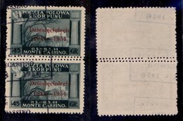 CORPO POLACCO - 1954 - 45 Groszy (4c) Coppia Verticale Con Doppia Dentellatura Al Centro - Usata - Cert. Diena - Other & Unclassified