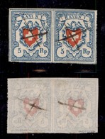 ESTERO - SVIZZERA - 1851 - 5 Rappen Rayon I (9II) - Coppia Orizzontale - Usata (260) - Otros & Sin Clasificación