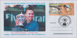 ROMANIA - TENNIS : SIMONA HALEP - WTA No. 1 - ROLAND GARROS WINNER / ENVELOPPE SPÉCIALE : 29.08.2018 / SPECIAL COVER - Marcophilie