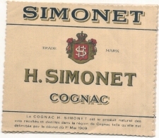 étiquette -  1930 / 60 - COGNAC SIMONET  - - Whisky