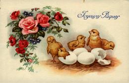 Fantaisie Vœux Pâques Poussins œuf Fleur Rose - Ostern