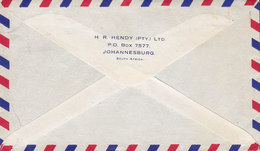 South Africa Par Avion Air Mail Per Lugpos H. R. HENDY, JOHANNESBURG 1948 Cover Brief NEW YORK USA 3d. & 1/- Sh. - Luftpost