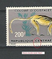 VARIÉTÉS RÉPUBLIQUE CENTRAFRICAINE 200 F COLOBE D' OUSTALET SINGE NEUF **DOS GOMME - Scimpanzé