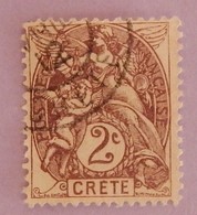 CRETE BUREAU FRANCAIS YT 2 OBLITERE ANNEE 1902/1903 - Usados