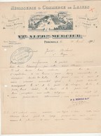 Belgique Facture Lettre Illustrée 23/4/1903 MERCIER Mégisserie Commerce Laines PERUWELZ - 1900 – 1949
