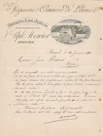 Belgique Facture Lettre Illustrée 22/1/1896 MERCIER Mégisserie Commerce Laines PERUWELZ - 1800 – 1899