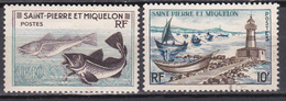 Saint Pierre Et Miquelon Morues Et Phare Et Flotille De Doris N°353-357 Neuf Charnière Et  Oblitéré - Oblitérés