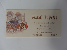 Carte De Visite De L'hôtel Rivoli 47, Rue Pastorelli à Nice (06). - Cartoncini Da Visita
