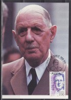 = Charles De Gaulle Paris 24.2.90 Carte Postale 1er Jour N°2634 Portrait, Centenaire De Sa Naissance 1890-1990 - De Gaulle (Général)