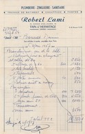 Delcampe - Facture : Plomberie - Zinguerie - Sanitaire : Robert LAMI : Tain-l'hermitage - Drome : 1957 - ( Format : 13,3cm X 21cm ) - Straßenhandel Und Kleingewerbe