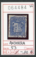 Andorra 1936 - Andorre 1936 -  Michel 53 - Oo Used Gebruik Oblit. - Usados