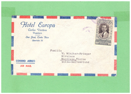 1948 COSTA RICA AIR MAIL COUVERT WITH 1 STAMP TO SWISS - Costa Rica