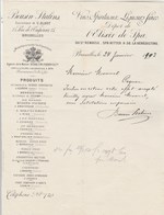 Belgique Lettre Illustrée 24/1/1903 BOUSIN STALINS Ex Albot Vins Liqueurs Elixir De Spa BRUXELLES - 1900 – 1949