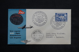 GROENLAND - Enveloppe 1 Er Vol Scandinavia / Los Angeles En 1954 , Affranchissement Plaisant - L 25053 - Covers & Documents