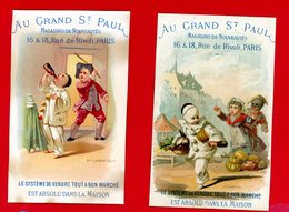 Paris, Au Grand St Paul, Lot De 2 Jolies Chromos,  Pierrot - Sonstige & Ohne Zuordnung