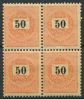 ** 1889 50kr ,,E' Négyestömb (80.000) (1 Bélyegen Foghibák / Perf. Faults On 1 Stamp) - Autres & Non Classés