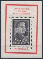 ** 1953 Sztálin Gyászblokk, Illesztőkereszt A Bal Alsó Sarokban. Ritka!! - Other & Unclassified