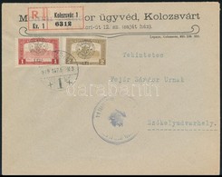 Kolozsvár 1919 Parlament 1 Lei +2 Lei Ajánlott Távolsági Levélen Cenzúra Bélyegzéssel 'KOLOZSVÁR' - 'SZÉKELYUDVARHELY' R - Altri & Non Classificati