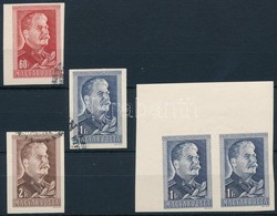 ** O 1949/50 Sztálin (I.) Vágott Pecsételt Sor + 1Ft ívszéli Vágott Pár Postatisztán (5.000) - Autres & Non Classés
