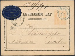 1874 2kr Díjjegyes Levelezőlap / PS Card Kék / Blue  'ZENGG' - Altri & Non Classificati