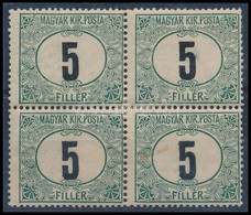 * 1905 Zöld Portó 'B' 5f Négyestömb Számvízjellel 'd' állás - Autres & Non Classés