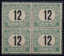 ** * 1905 Zöld Portó 'B' 12f Négyestömb Számvízjellel 'd' állás - Sonstige & Ohne Zuordnung