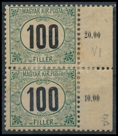 ** * 1905 Zöld Portó 'A' 100f ívszéli Pár Számvízjellel 'c' állás - Altri & Non Classificati