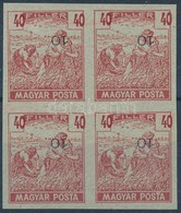 (*) 1919 Magyar Posta Arató 40f Vágott ívszéli Négyestömb Próbanyomat, Eltolódott értékszámmal, Vastagabb, Vízjel és Eny - Otros & Sin Clasificación