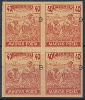 (*) 1919 Magyar Posta Arató 40f Vágott Négyestömb Próbanyomat, Eltolódott értékszámmal, Vastagabb, Vízjel és Enyvezés Né - Otros & Sin Clasificación