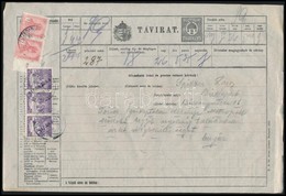 1917 Távirat 2 X 1 K + 3 X 15f Fehérszámú Aratós Bélyegekkel - Autres & Non Classés