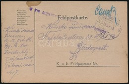 1918 Tábori Posta Levelezőlap 'M.kir. Budapesti 1. Honvéd Gyalogezred' + 'TP 417 B' - Autres & Non Classés