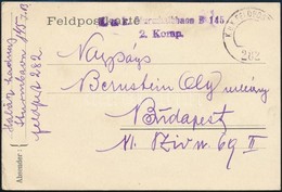 1918 Tábori Posta Levelezőlap 'K.u.k. Sturmhalbbaon B.145. 2. Komp.' + 'FP 282' - Autres & Non Classés