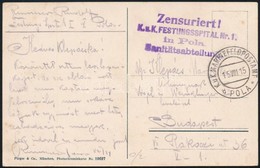 1915 Tábori Posta Képeslap ' K.u.k. FESTUNGSSPITAL Nr.1. In Pola Sanitätsabteilung' - Altri & Non Classificati