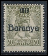* Baranya I. 1919 Zita 40f Fekete Kisszámú, Bodot Atteszttel (96.000) - Other & Unclassified